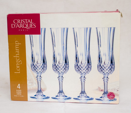 Cristal D'Arques Longchamp Crystal Champagne Flute Glasses